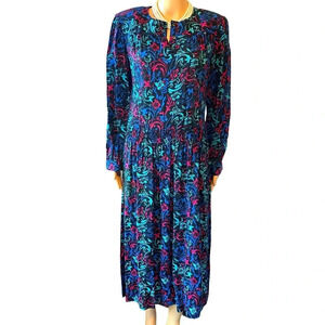 VTG 90s Darian Cottagecore Floral Boho Spring Summer Mid Length Dress Women 10